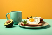 Plate egg cup avocado. 