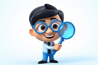 Magnifying cartoon blue white background. AI generated Image by rawpixel.