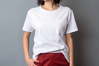 T-shirt sleeve blouse midsection. 