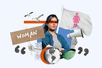 Woman word, equal rights protest remix