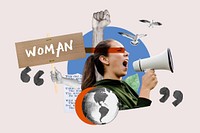 Woman protest activism photo collage