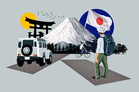 Japan trip vacation collage illustration