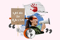 No racism protest, human rights collage art