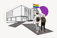 LGBTQ friendly school, education line art collage