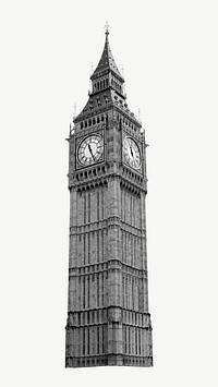 Big Ben the great bell clock collage element psd