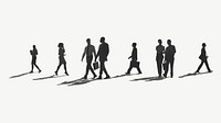 Shadowed businesspeople walking collage element psd