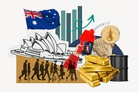 Australian economy, money finance collage