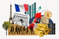 French economy, money finance collage