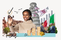 Italy investment, money finance collage