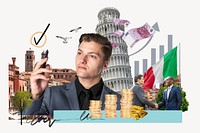 Italy investment, money finance collage