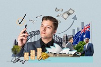 Australia investment, money finance collage