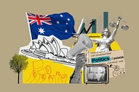 Australian politics, social issues paper collage