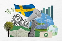 Swedish climate protest, environment collage