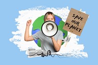 Save our planet environmental issue collage