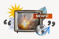 Report, TV news collage illustration