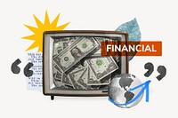 Financial, TV news, money collage