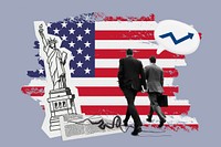 American business success, corporate photo collage