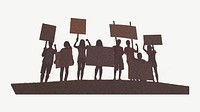 Protestors brown textured silhouette collage element psd