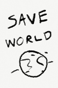 Save world doodle collage element psd