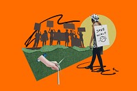 Environmental issues activism paper collage, orange design