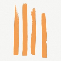 4 orange squiggle brush lines collage element psd