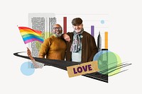 Love gay couple LGBT pride photo collage