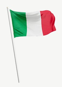 Flag of Italy on pole collage element psd