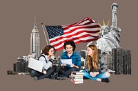 Study in USA, education photo collage