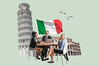 Italian partnership business photo collage