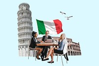 Italian partnership business photo collage