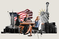 American partnership business photo collage