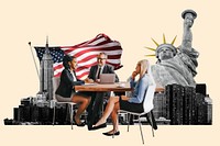 American partnership business photo collage