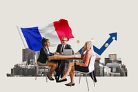 French business agreement, economy money collage