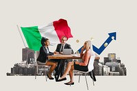 Italian business agreement, economy money collage