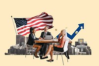 American business agreement, economy money collage