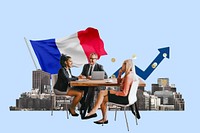 French business agreement, economy money collage