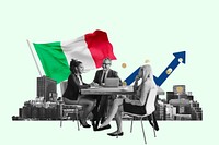 Italian business agreement, economy money collage