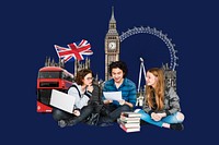 Study in UK, education photo collage