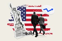 American business success, corporate photo collage