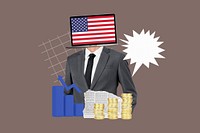 American economy, global trading collage