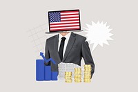 American economy, global trading collage