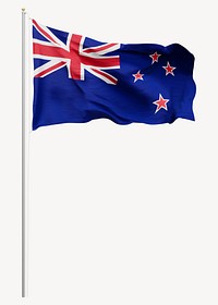 Flag of New Zealand on pole