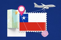 Chile travel, stamp tourism collage illustration