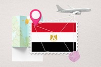 Egypt travel, stamp tourism collage illustration