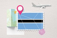 Botswana travel, stamp tourism collage illustration