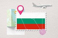 Bulgaria travel, stamp tourism collage illustration