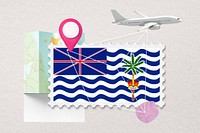 British Indian Ocean Territory, stamp tourism collage illustration