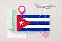 Cuba travel, stamp tourism collage illustration