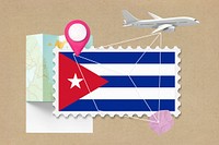 Cuba travel, stamp tourism collage illustration