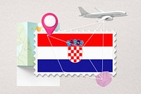 Croatia travel, stamp tourism collage illustration